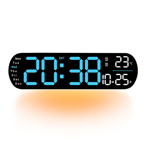 13.7" Large LED Digital Wall Clock - Auto Dimming, Temperature Display, Ideal for Bedroom & Office(5502  GREEN)