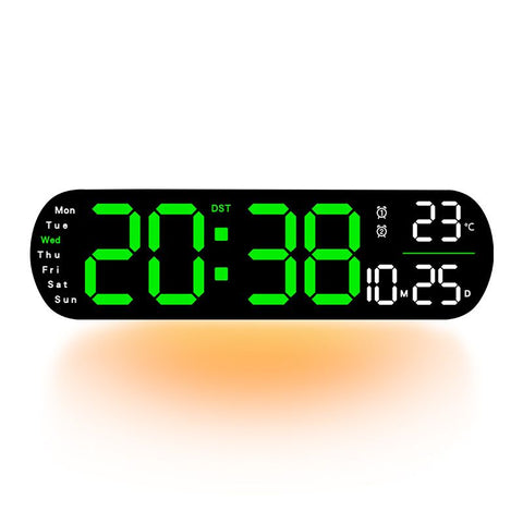 13.7" Large LED Digital Wall Clock - Auto Dimming, Temperature Display, Ideal for Bedroom & Office(5502 Deep pink)
