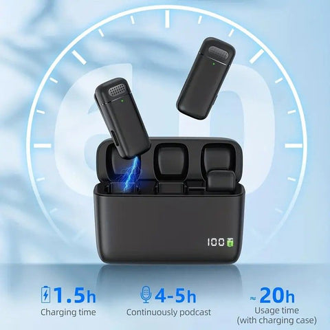 Wireless Lavalier Microphone Set: 2.4G Wireless Instant Connection, DSP Smart Noise Reduction, 84-Hour Long Battery Life, One-to-Many Full-Scenario Compatibility, Type-C Interface.（Yellow inner warehouse）