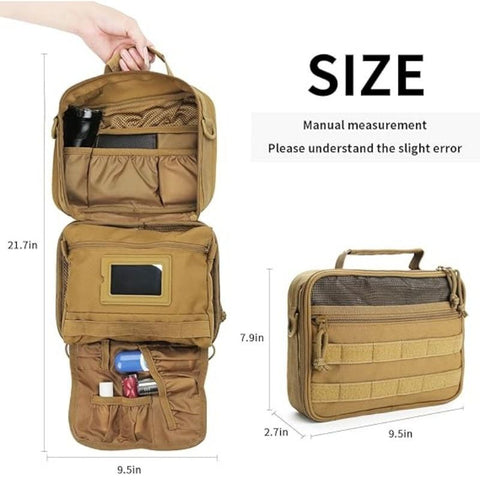 Multifunctional Hanging Toiletry Bag, 8-Compartment Storage, Waterproof and Portable, Essential for Travel and Home Use(brown)