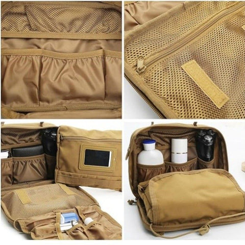 Multifunctional Hanging Toiletry Bag, 8-Compartment Storage, Waterproof and Portable, Essential for Travel and Home Use(brown)