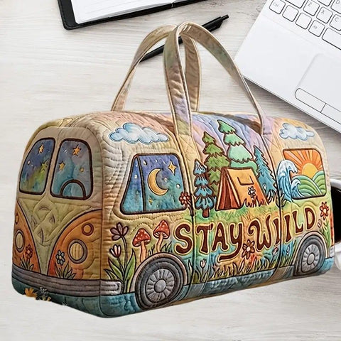 Quilted Extra-Large Capacity Travel Tote Bag Multi-Functional Zip Closure Handbag  Trendy Vacation Fashion Versatile Luggage Bag((16X8X8) inch)