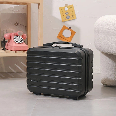 14 Inch Mini Makeup Case, Lightweight Cosmetic Travel Bag with Shoulder Strap & Zipper Closure(WHITE)
