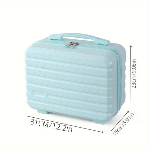 14 Inch Mini Makeup Case, Lightweight Cosmetic Travel Bag with Shoulder Strap & Zipper Closure(GREEN)