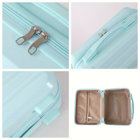 14 Inch Mini Makeup Case, Lightweight Cosmetic Travel Bag with Shoulder Strap & Zipper Closure(BLUE)
