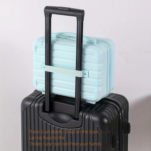 14 Inch Mini Makeup Case, Lightweight Cosmetic Travel Bag with Shoulder Strap & Zipper Closure(BLUE)