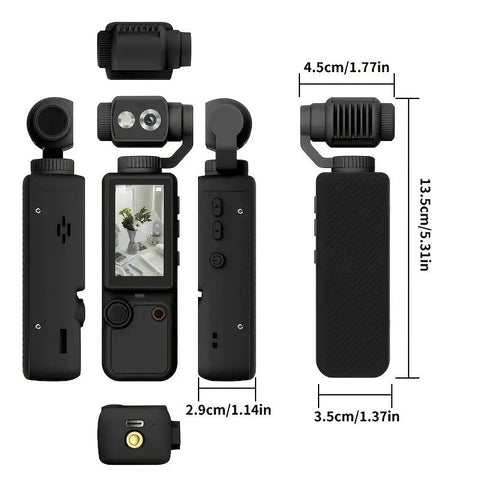 Full HD Handheld Action Camera with 16GB Memory, Portable Pocket Gimbal Camera for Outdoor Travel Vlogging, Featuring a Handheld Gimbal and 1.9-inch Screen.WHITE