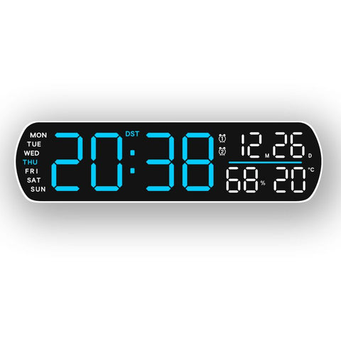 13.7" Mirror LED Digital Clock | Auto-Dim, RGB, Temp/Humidity Sensor - Smart Bedroom/Desk Clock（colorful）