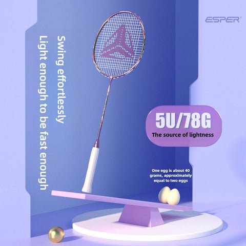ESPER V-1 Thunder Wedge 5U Ultra-Light Badminton Racket, 30T Graphene Carbon Fiber, 6.8mm Slim Shaft, Balanced Offense and Defense, Lightweight Recreational Racket.(golden)