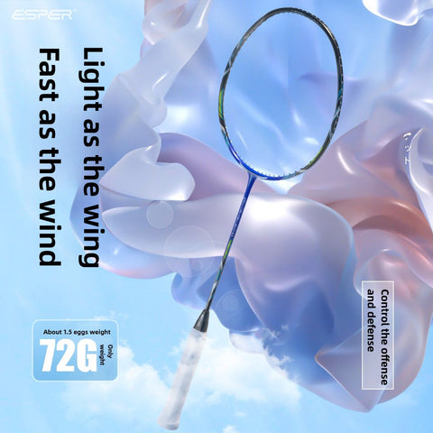 ESPER V3 Badminton Racket 72g Ultra-Light 6U Graphene Carbon All-Around Professional Match Training Durable Stylish Racket（silver)