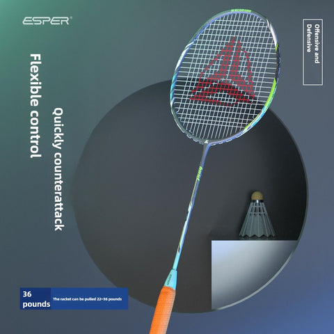 ESPER V4 Badminton Racket 82g Lightweight 4U Full Carbon Fiber All-Around Professional Match Training Durable Stylish Racket(Fluorescent yellow-green)