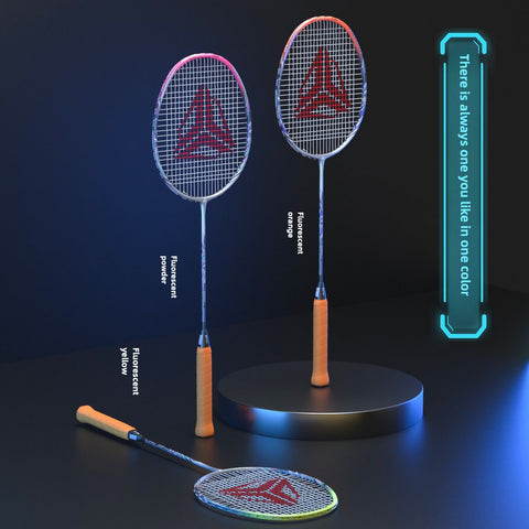 ESPER V6 Badminton Racket 46T Graphene Carbon 3U Ultra-Light 7.0mm Slim Shaft Woven-Ti Titanium Technology Offensive Type Precise Control Professional Match Train(Fluorescent Pink)