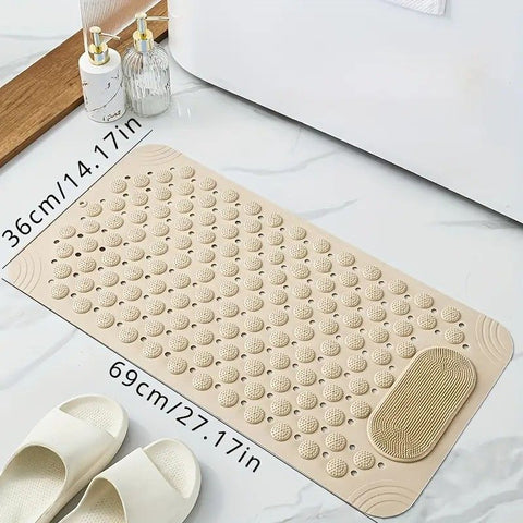 Anti-Slip Massage Shower Mat with Suction Cups Foot Spa Bathroom Mat（green)