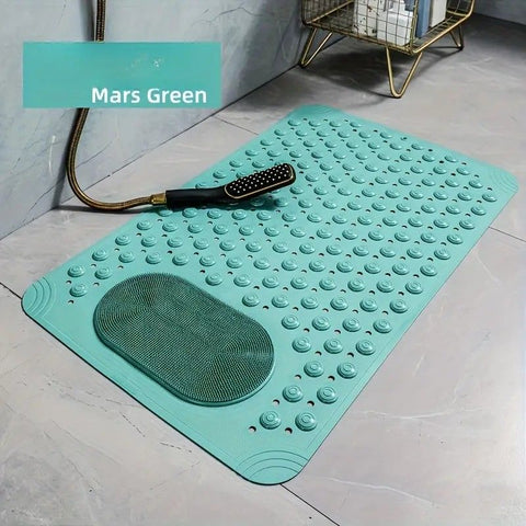 Anti-Slip Massage Shower Mat with Suction Cups Foot Spa Bathroom Mat(khaki)
