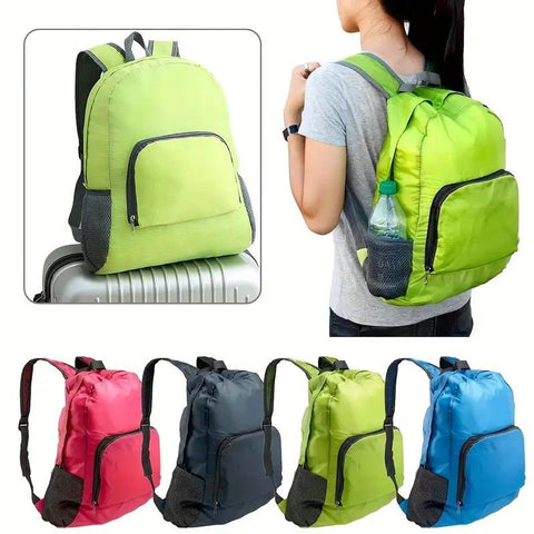 Foldable Nylon Backpack – Lightweight, Durable, and Strong Load Capacity, Four-Step Folding Transforms into a Handbag in Seconds, Multi-pocket Organization with Breathable Carrying(GREEN)