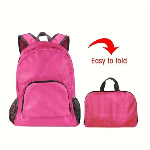 Foldable Nylon Backpack – Lightweight, Durable, and Strong Load Capacity, Four-Step Folding Transforms into a Handbag in Seconds, Multi-pocket Organization with Breathable Carrying(GREEN)
