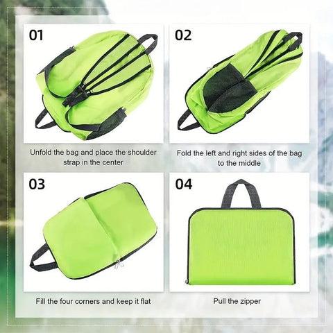 Foldable Nylon Backpack – Lightweight, Durable, and Strong Load Capacity, Four-Step Folding Transforms into a Handbag in Seconds, Multi-pocket Organization with Breathable Carrying(rose-carmine)