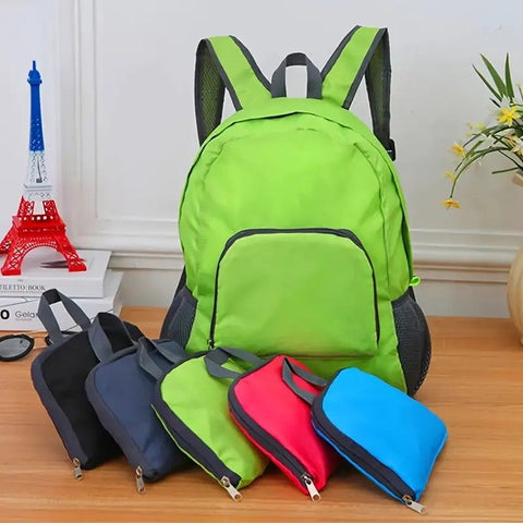 Foldable Nylon Backpack – Lightweight, Durable, and Strong Load Capacity, Four-Step Folding Transforms into a Handbag in Seconds, Multi-pocket Organization with Breathable Carrying(GREY)