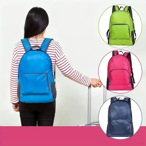 Foldable Nylon Backpack – Lightweight, Durable, and Strong Load Capacity, Four-Step Folding Transforms into a Handbag in Seconds, Multi-pocket Organization with Breathable Carrying(GREY)