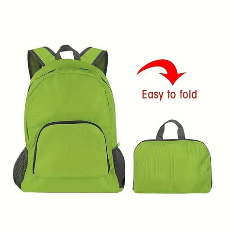 Foldable Nylon Backpack – Lightweight, Durable, and Strong Load Capacity, Four-Step Folding Transforms into a Handbag in Seconds, Multi-pocket Organization with Breathable Carrying(GREY)