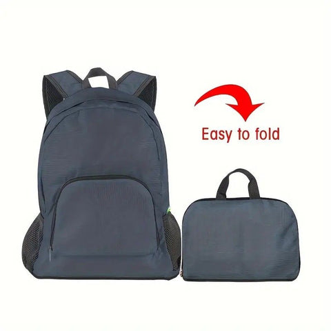 Foldable Nylon Backpack – Lightweight, Durable, and Strong Load Capacity, Four-Step Folding Transforms into a Handbag in Seconds, Multi-pocket Organization with Breathable Carrying(BLACK)