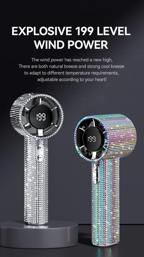 Colored diamond/Diamond - style Handheld Mini Fan, Exquisite and Long - lasting Battery Life
