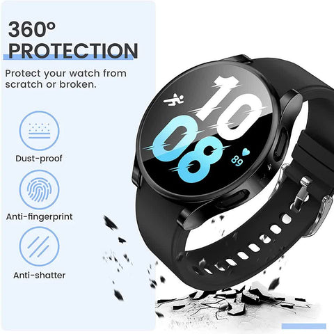 Compatible with Samsung Galaxy Watch 4 5 6 40 mm 44 mm Case Protection Silicone TPU Bumper Screen Protector Black Galaxy Watch6 44mm