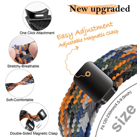 Braided Strap for Samsung Galaxy Watch 6 4 classic/5 Pro 45mm 47mm 43mm 44mm 40mm Magnetic Strap Without Gap Galaxy watch 6 band space gray space gray 6 classic 43mm 47mm
