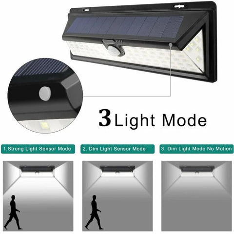 Solar Wall Light - 118 LED Solar Lamp 1000 Lumen Wall Light PIR Motion Sensor IP65 Waterproof Outdoor Garden..DEBUNS