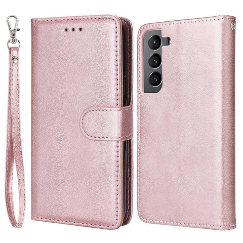 Compatible with Samsung S22 Magnetic 2-in-1 Phone Case/Wallet - Pink Pink gold Pink gold