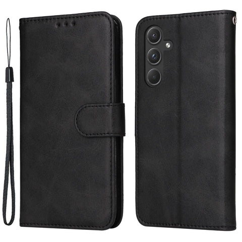 SKALO Samsung A55 5G PU Leather Wallet Case - Multiple Colors Black