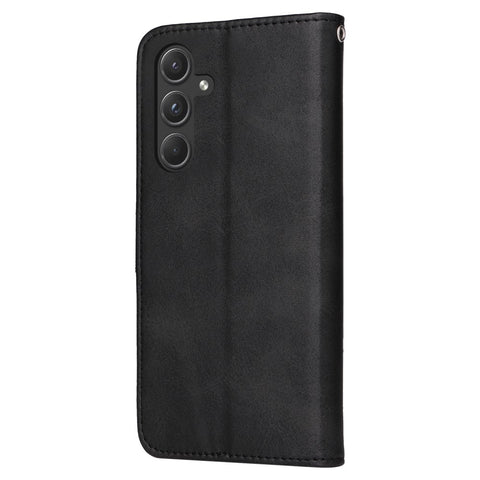 SKALO Samsung A55 5G PU Leather Wallet Case - Multiple Colors Black