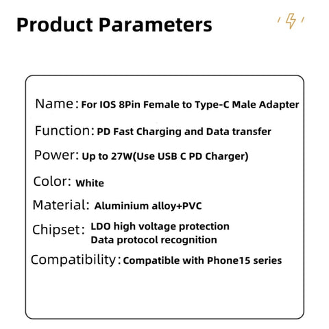 Compatible with iPhone, Lightning to USB-C adapter compatible with e.g. iPhone 15 White