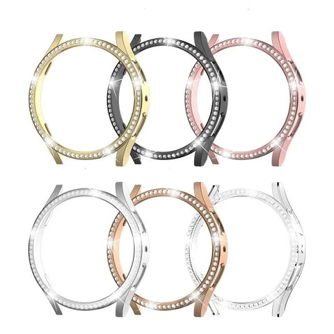 Compatible with Samsung Galaxy Watch 6 5 4 40mm 44mm Case PC Single Row Diamond-Coated Shiny Protection Bumper Without Glass Clear Galaxy Watch6 40mm