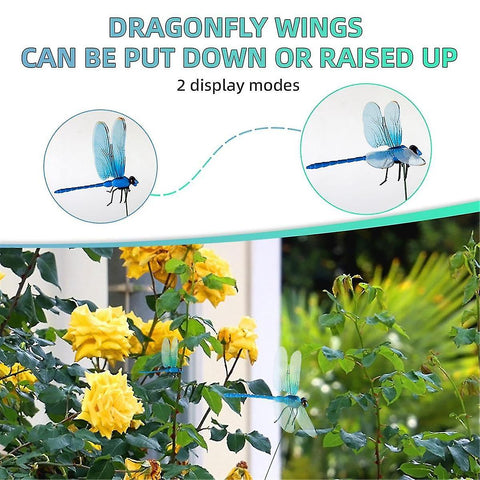 2024 12pcs Artificial Dragonfly Clips for Outdoor Use 3D Dragonfly Decor Gardening, 3D Dragonfly Garden