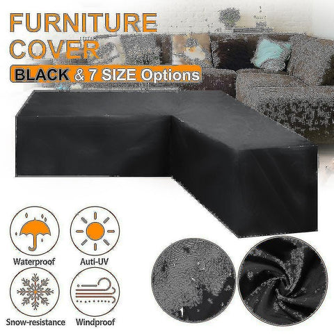 12 Sizes L-Shape All-Weather Cover Waterproof Rattan Corner Furniture Protector Garden Patio Outdoor Sofa Cover Dust Cover270*200*82cm