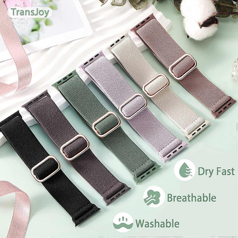 5-pack Nylon Stretch Band Compatible with Apple Watch 42mm 44mm 45mm Women Men, Fabric Elastic Bracelet Solo Loop Band for iWat—max