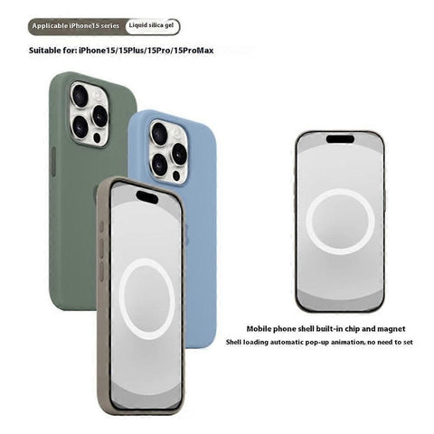 Compatible with iPhone 15 Pro Case MagSafe Liquid Silicone Back [Induction Popover] - Perfect Baby Blue_MGF Baby Blue