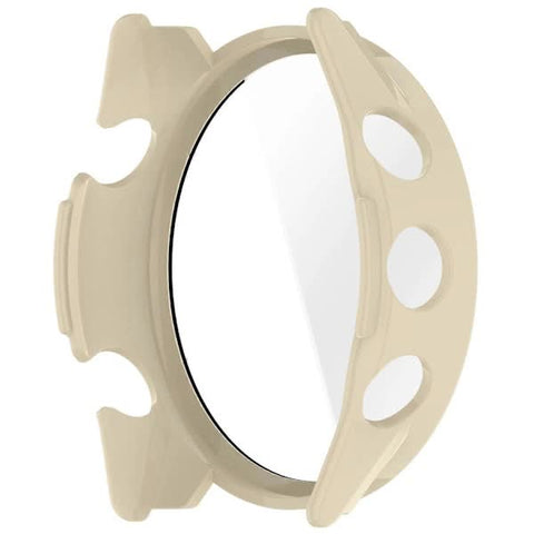 For Garmin Forerunner 970 Watch Case WANLONFENG PC Frame Protection with Tempered Glass Screen Protector - White White