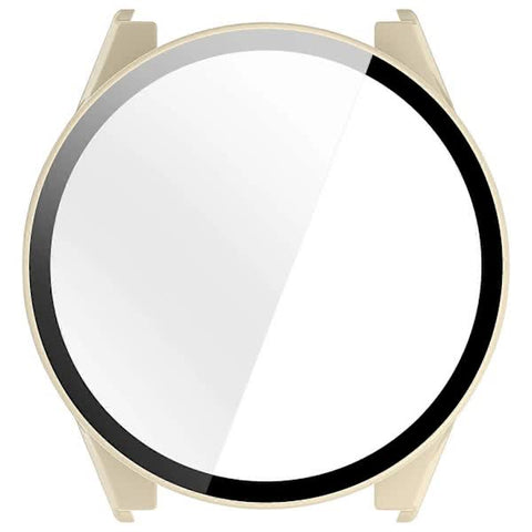 For Garmin Forerunner 970 Watch Case WANLONFENG PC Frame Protection with Tempered Glass Screen Protector - White White