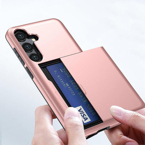 Hot Compatible with Samsung Galaxy A16 5G/4G Case with Card Holder TPU+PC Back Rose Gold