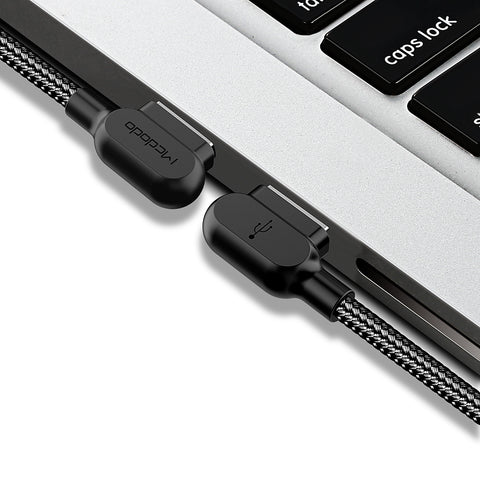 McDodo CA-4673 Angled Lightning cable, LED, 2A, 1.8m, black_max 20