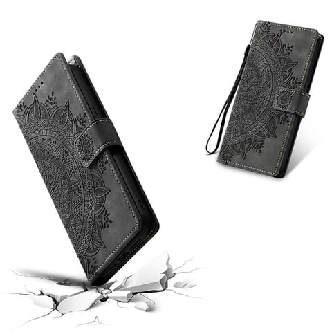 For iPhone 14 Pro Case Embossed Totem Skin Feel Wallet Leather Phone Case_yux