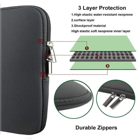 Computer case for 13 & 15 inches, fits MacBook Pro and Air. Black - 15.6 inches