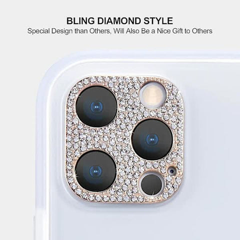 Bling Camera (Rose Gold) Back Cover for iPhone 12 Pro Max Camera, Diamond Protective Sticker Camera Lens Lens Cover for Apple iPhone 12 Pro Max