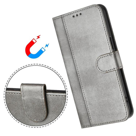 Samsung Galaxy A17 5G Case in Retro Leather with Line Stitching Grey_max Grey