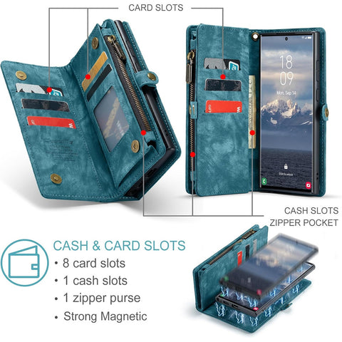 Retro Leather Wallet Case with Card Holder & Magnetic Closure for iPhone 16 & Samsung, Dark Pink Dark Pink \u4e09\u661fS25