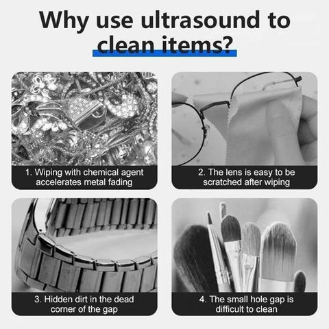 Ultrasonic cleaning glasses jewelry cleaner white, 42kHz