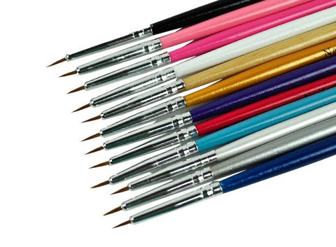 12pcs nail art brushes, MultiColor