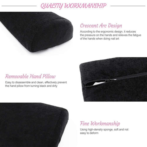 Nail Cushion Wrist Support, Black for Manicure UV Gel Acrylic Nails